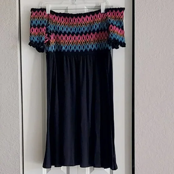 Torrid Off Shoulder Black Embroidered Skater Dress Plus Size 2 - Picture 1 of 9